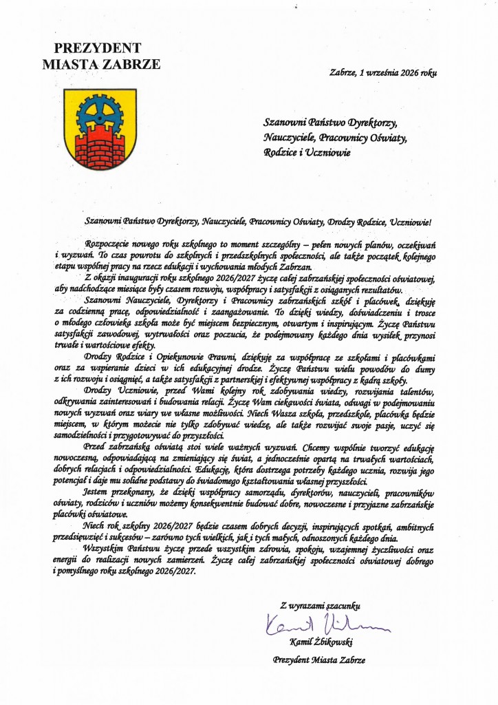 List do oświaty